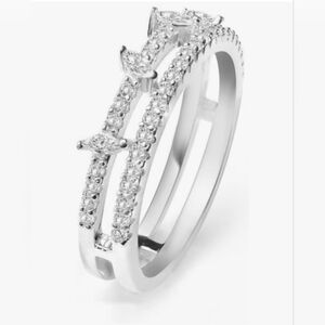 Size 7 CZ Ring - Rhodium Plated Silver Ring - Small Jewelry In Gift Box.